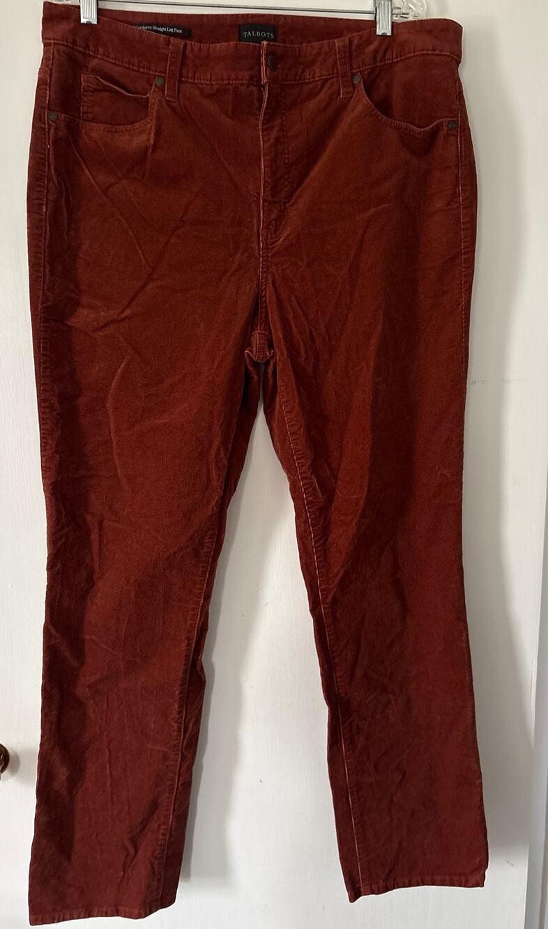 Talbots Corduroy Straight Leg Pants Size 14 Rust Color Size 14 36 x 31 Stretch